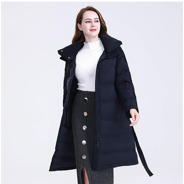 Longer Dark Blue Women's Down Jacket