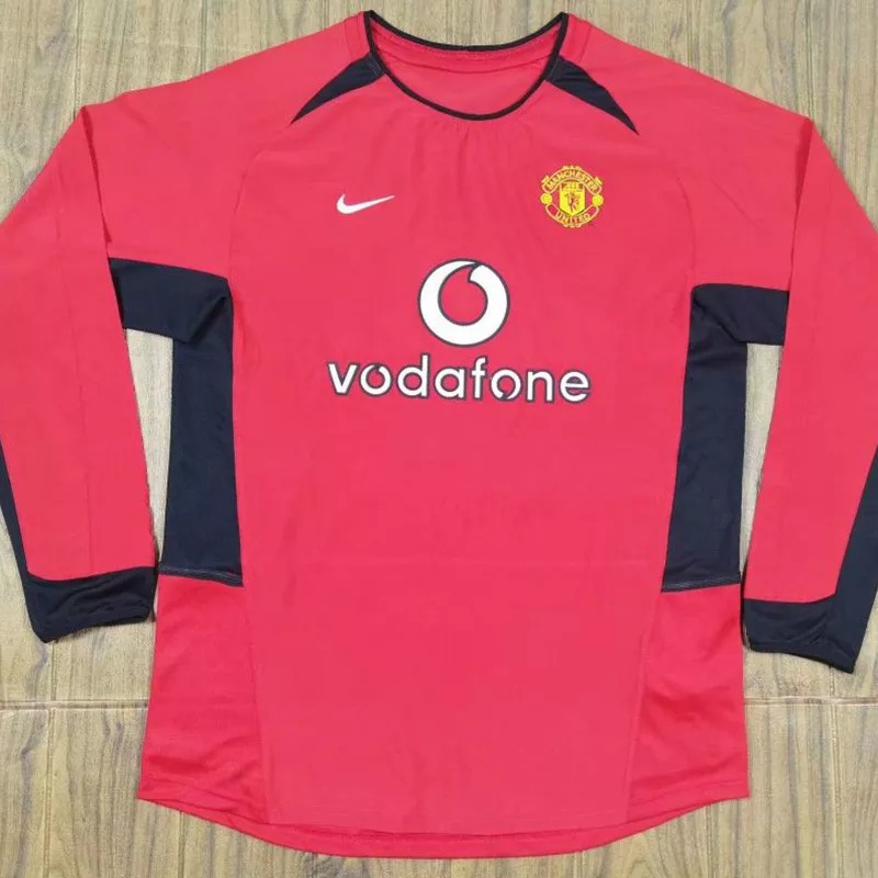 2002-2004 Man Utd Home Long Sleeve Retro Soccer Jersey