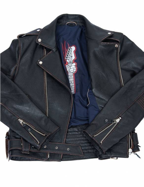 Skull Biker Leather Jacket embossed