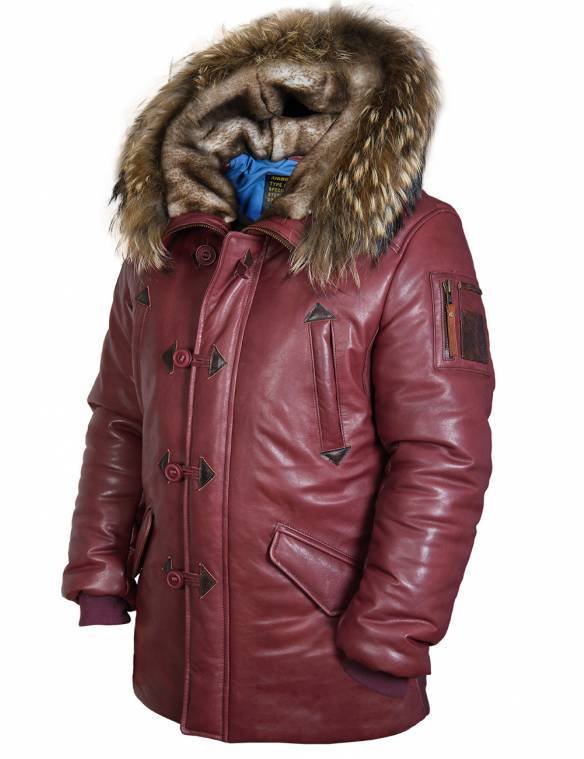 NORTH POLE 94 LEATHER PARKA BURGUNDY