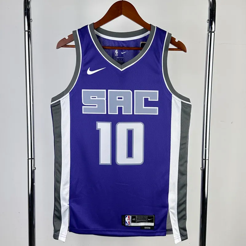 22-23 KINGS SABONIS #10 Purple Away Top Quality Hot Pressing NBA Jersey(V领）