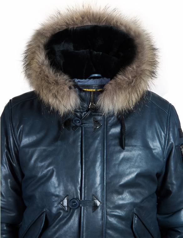 TOGO LEATHER PARKA NAVY BLUE