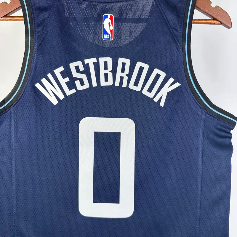 23-24 CLIPPERS WESTBROOK #0 Dark blue City Edition Top Quality Hot Pressing NBA Jersey
