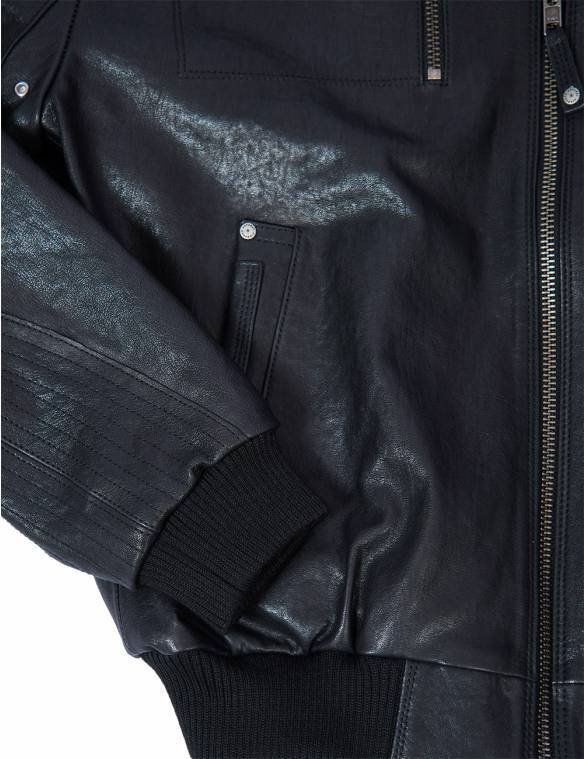 MA-1 TIGERS BOMBER LEATHER JACKET BLACK