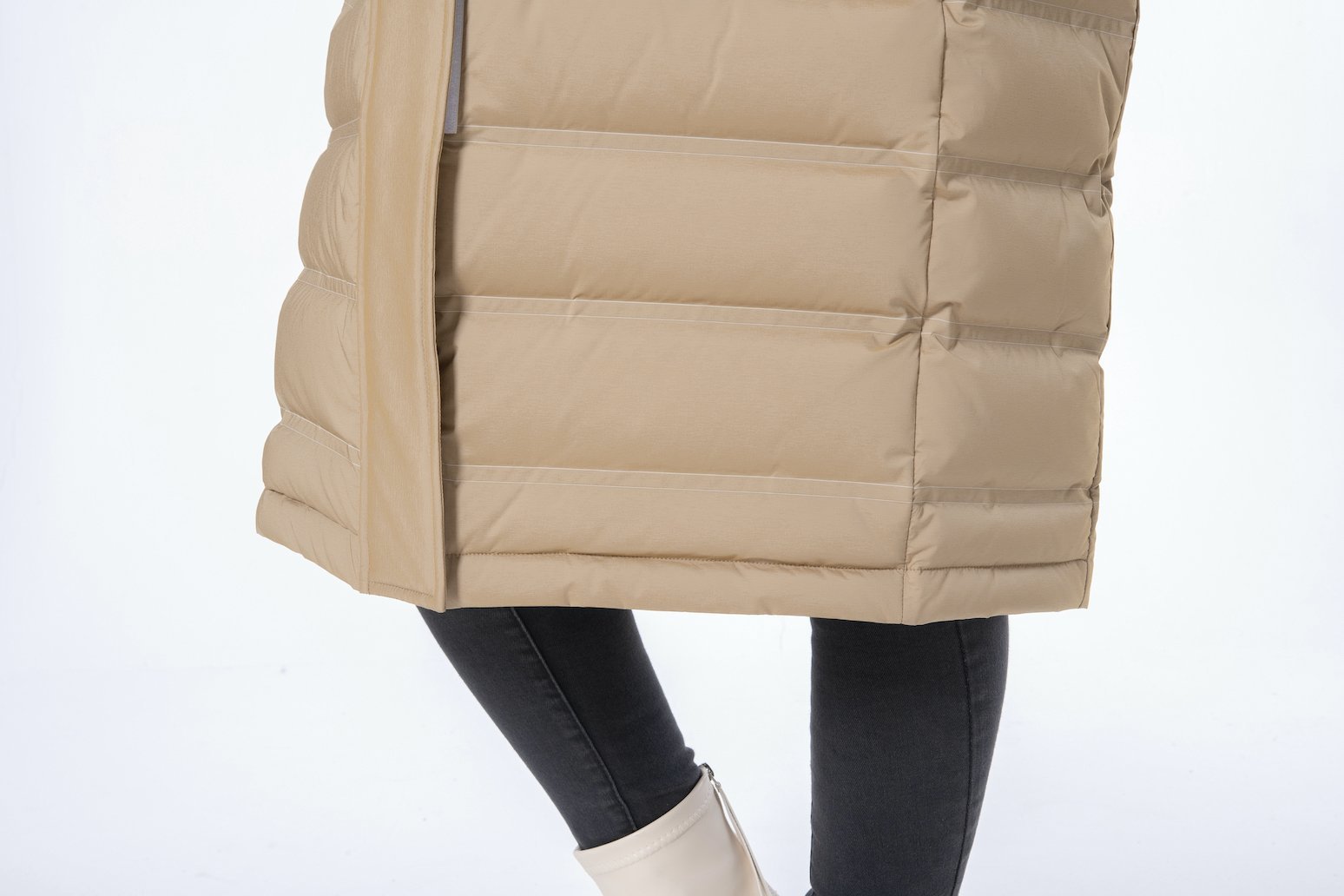 Longer Thicker Khaki Hooded Women Down Jacket