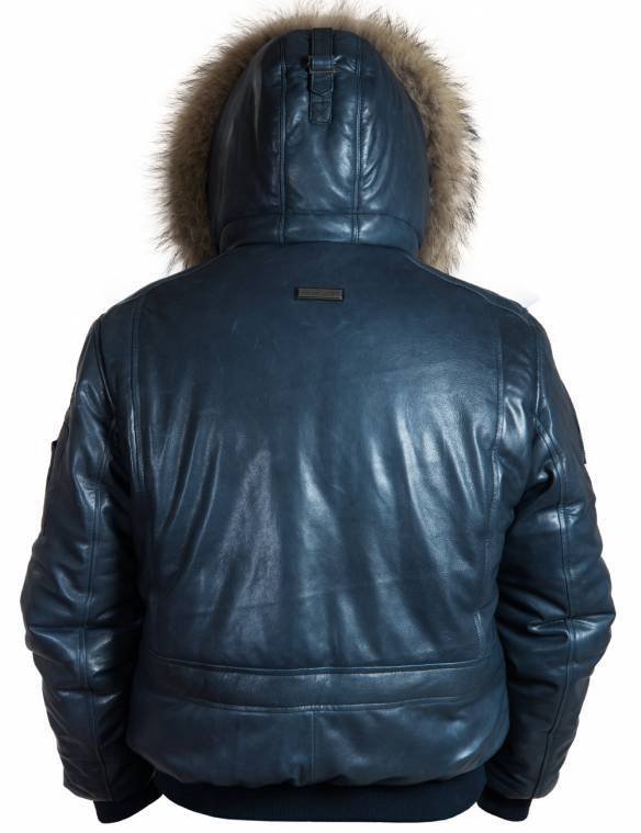 TOGO LEATHER PARKA NAVY BLUE