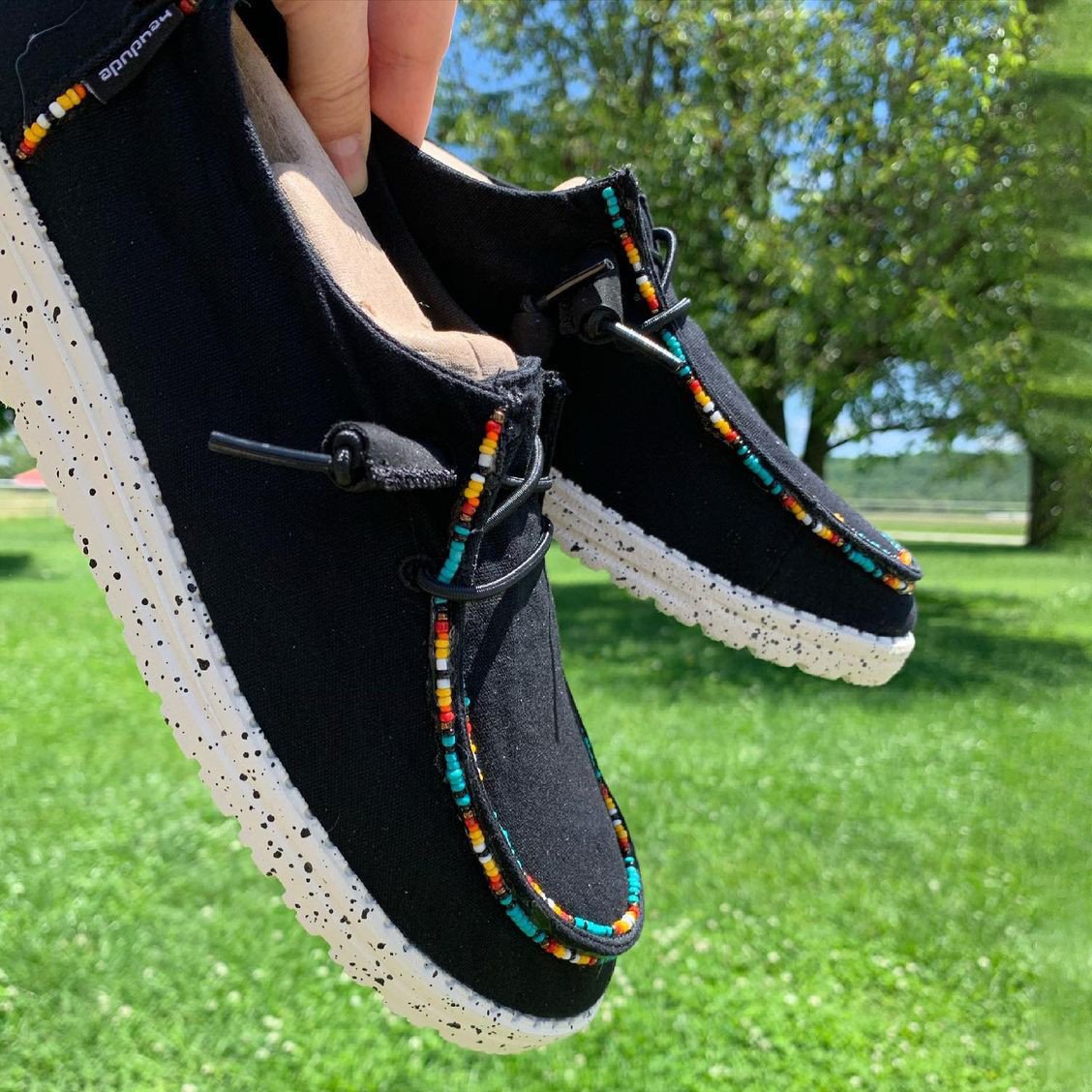 Women's Shoes Black Beaded