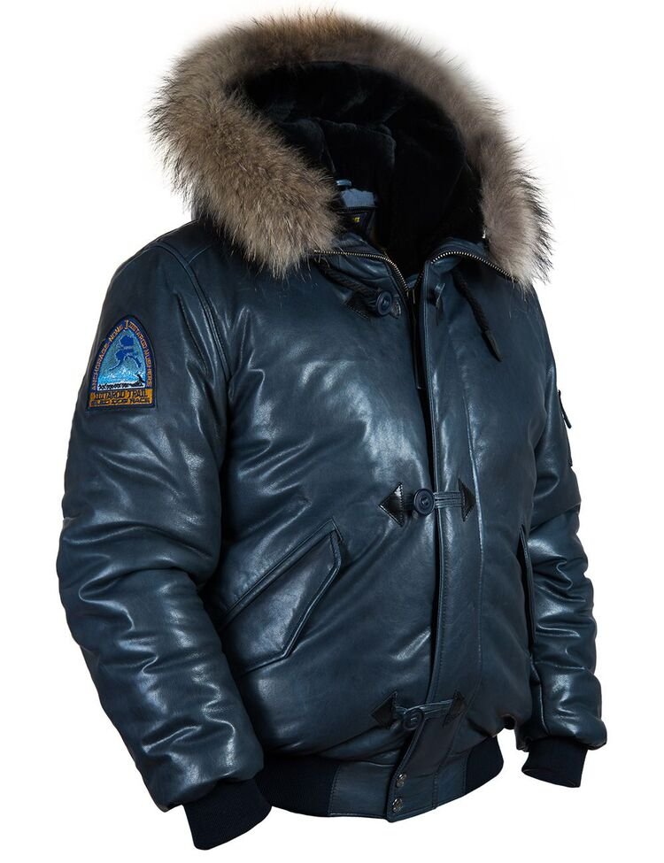 TOGO LEATHER PARKA NAVY BLUE