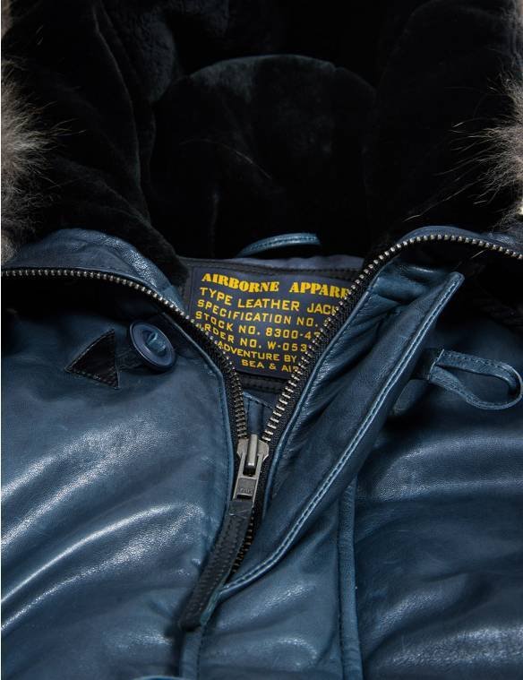 TOGO LEATHER PARKA NAVY BLUE