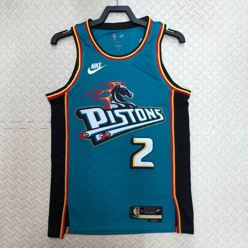 22-23 Pistons CUNNINGHAM #2 Light blue Top Quality Hot Pressing NBA Jersey (Retro Logo)