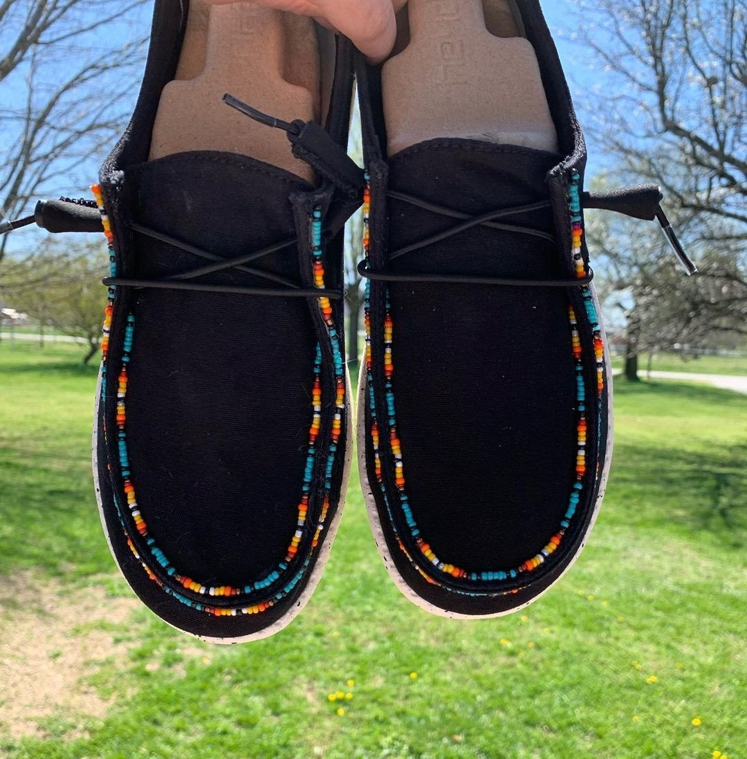 Women's Shoes Black Beaded