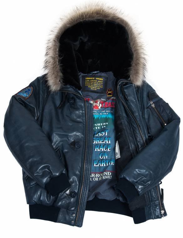 TOGO LEATHER PARKA NAVY BLUE