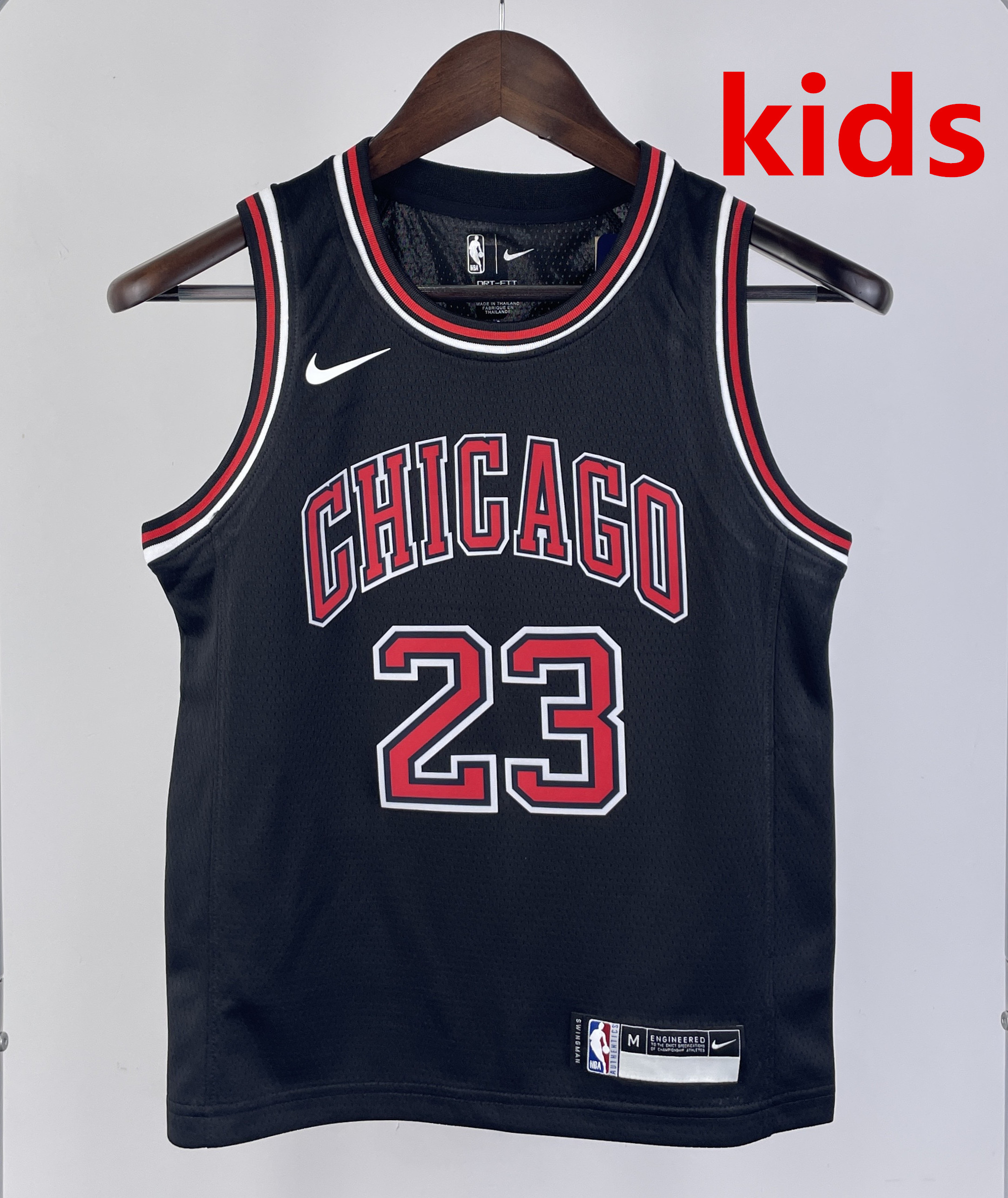 2023 BULLS JORDAN #23 Black Top Quality Hot Pressing Kids NBA Jersey