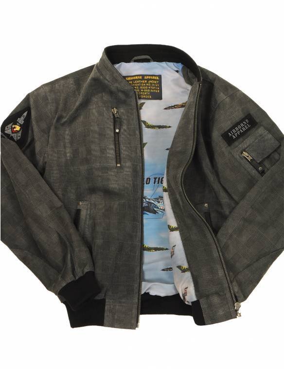 TIGERS PRINTED SUEDE BOMBER LEATHER JACKET