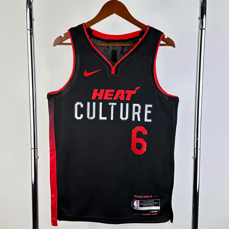 23-24 HEAT JAMES #6 Black City Edition Top Quality Hot Pressing NBA Jersey (V领）