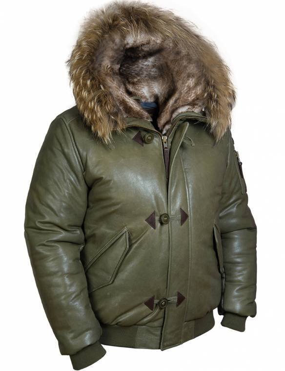TOGO LEATHER PARKA OLIVE