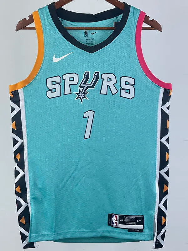 22-23 SA Spurs WEMBANYAMA #1 Blue City Edition Top Quality Hot Pressing NBA Jersey