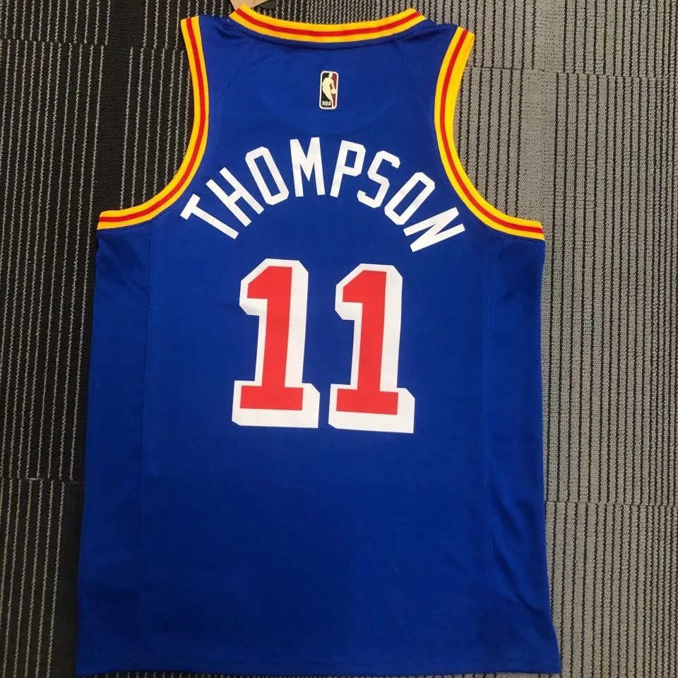 WARRIORS THOMPSON #11 Blue 75th Anniversary Retro NBA Jersey