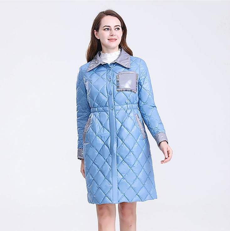 Longer Bright Blue Women's Down Jacket