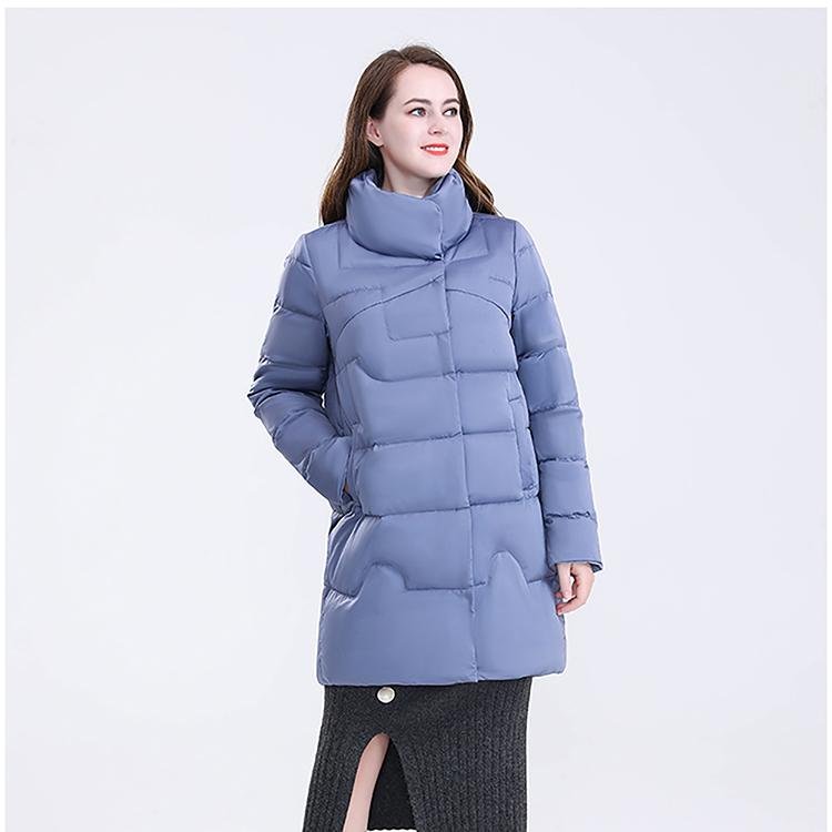 Mid Length Light Blue Women's Down Jacket