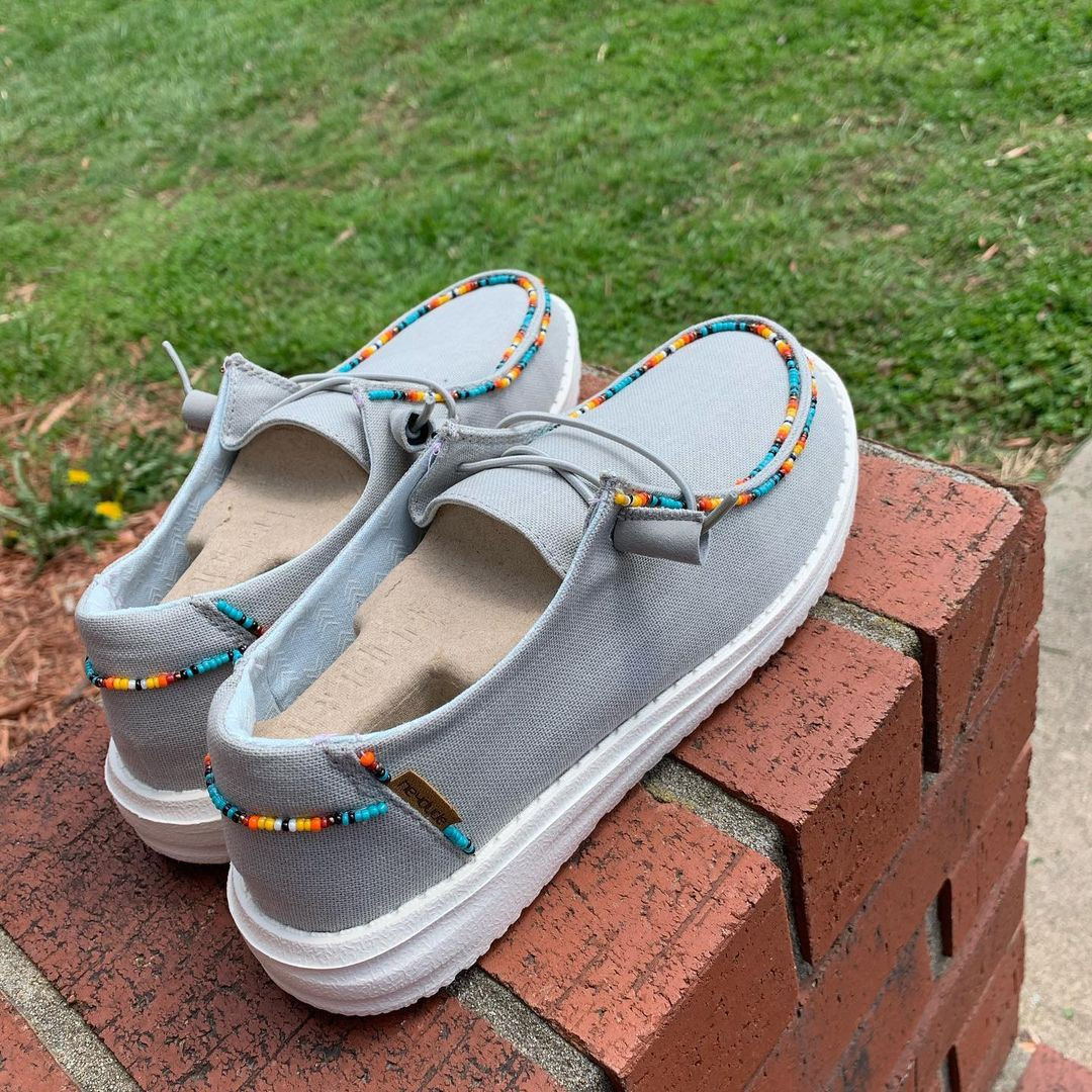 Women's Shoes Gray Beaded
