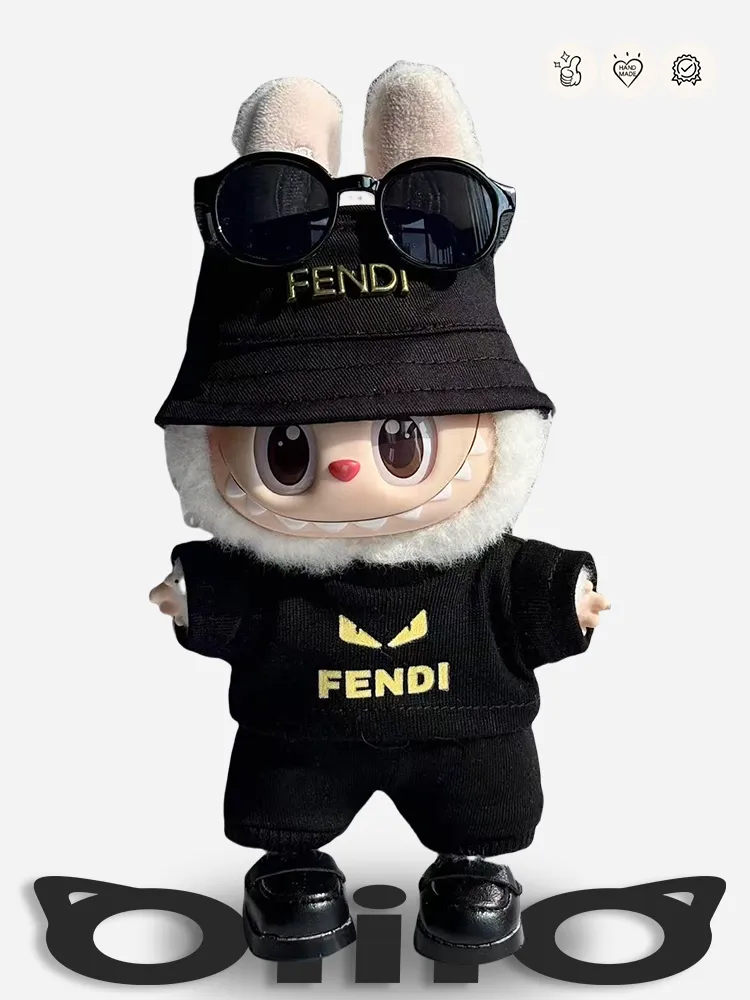 LABUBU Clothes Fendi Blacck Sporty Ensemble