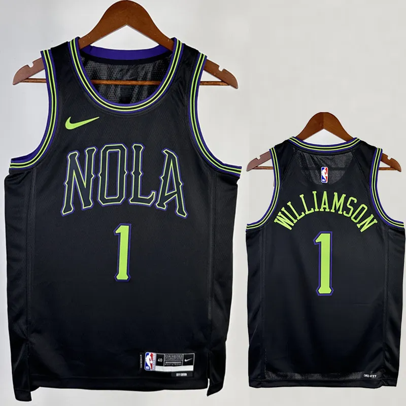 23-24 Pelicans MILLIAMSON #1 Black City Edition Top Quality Hot Pressing NBA Jersey