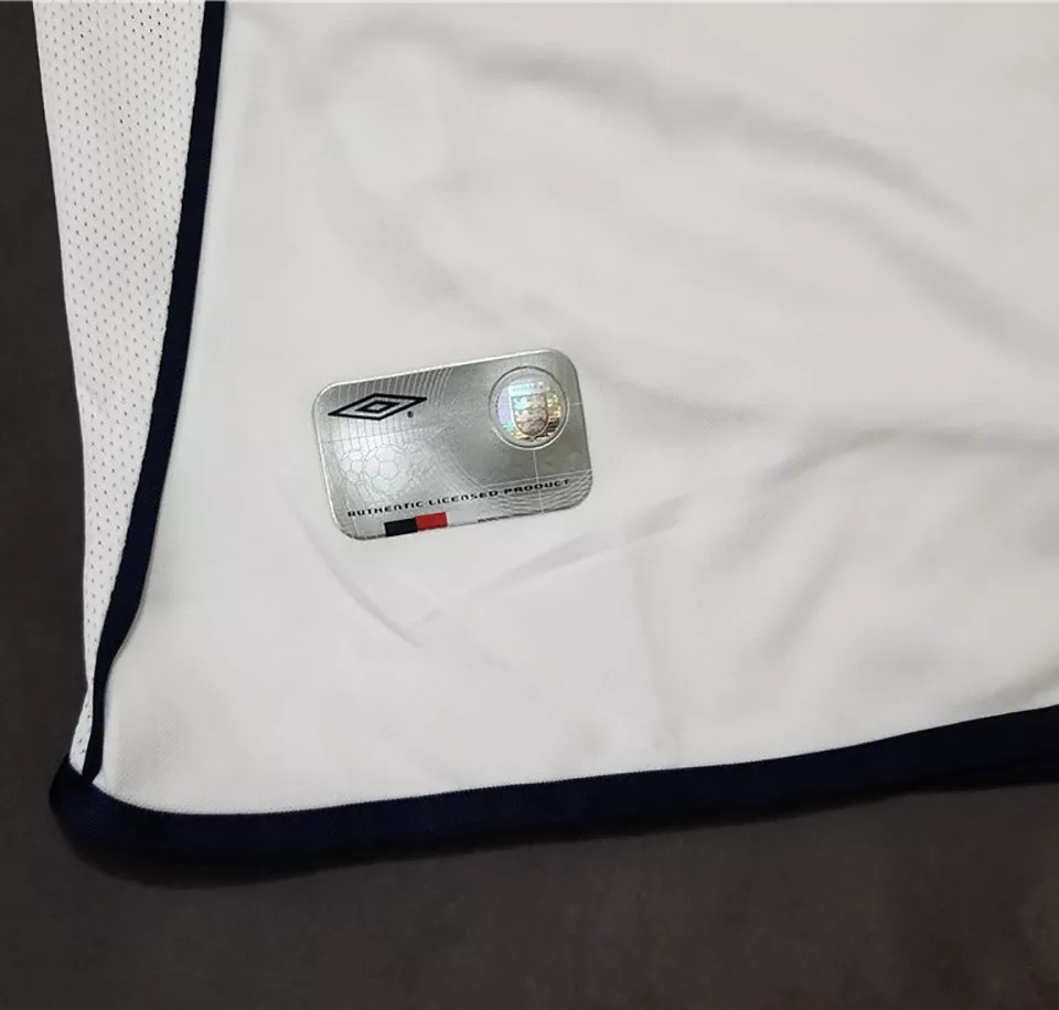 2002 England Home White Retro Soccer Jersey