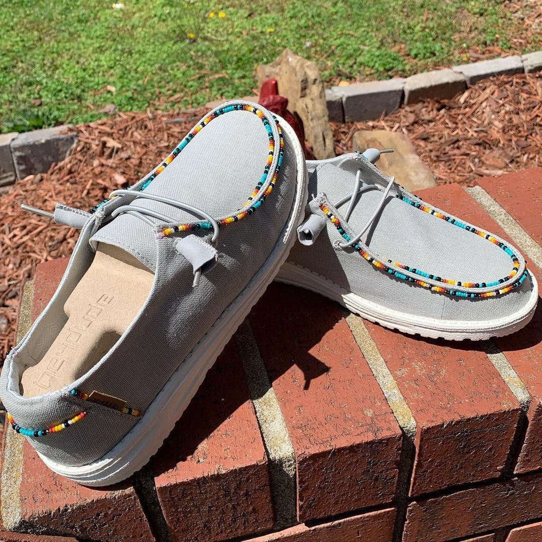 Women's Shoes Gray Beaded