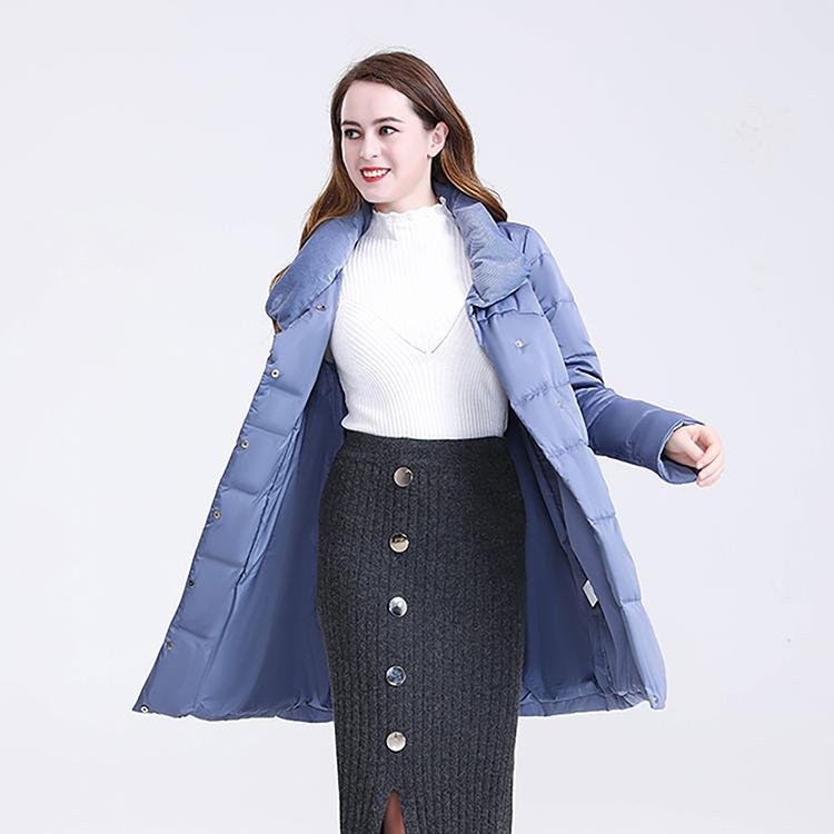 Mid Length Light Blue Women's Down Jacket