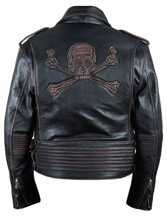 Skull Biker Leather Jacket embossed