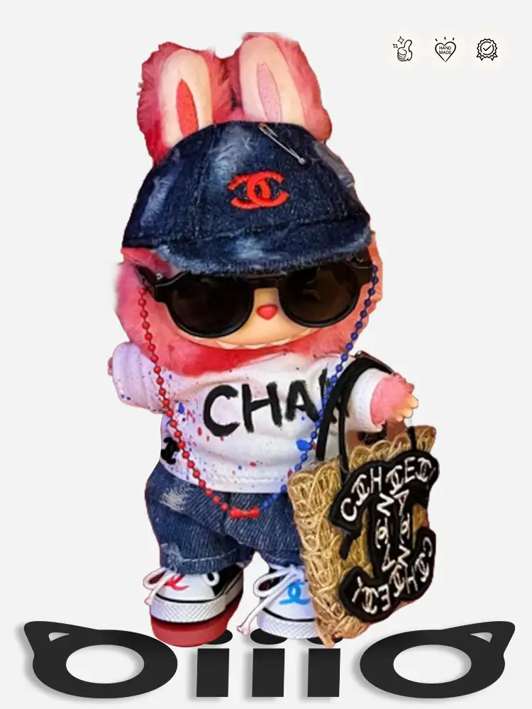 Labubu Clothes Street Chanel inspired Blue Trendy Ensemble