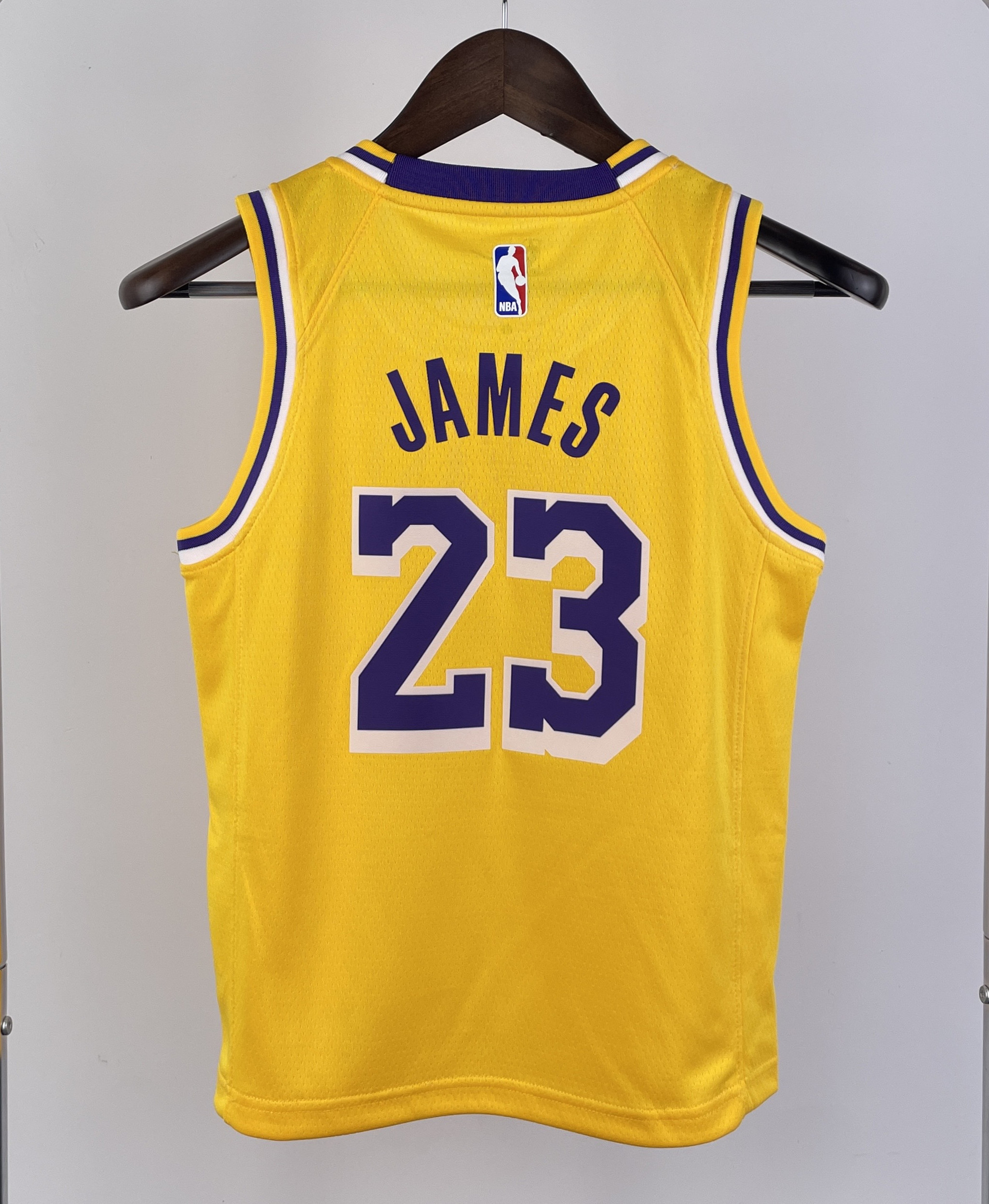 2023 LAKERS JAMES #23 Yellow Top Quality Hot Pressing Kids NBA Jersey