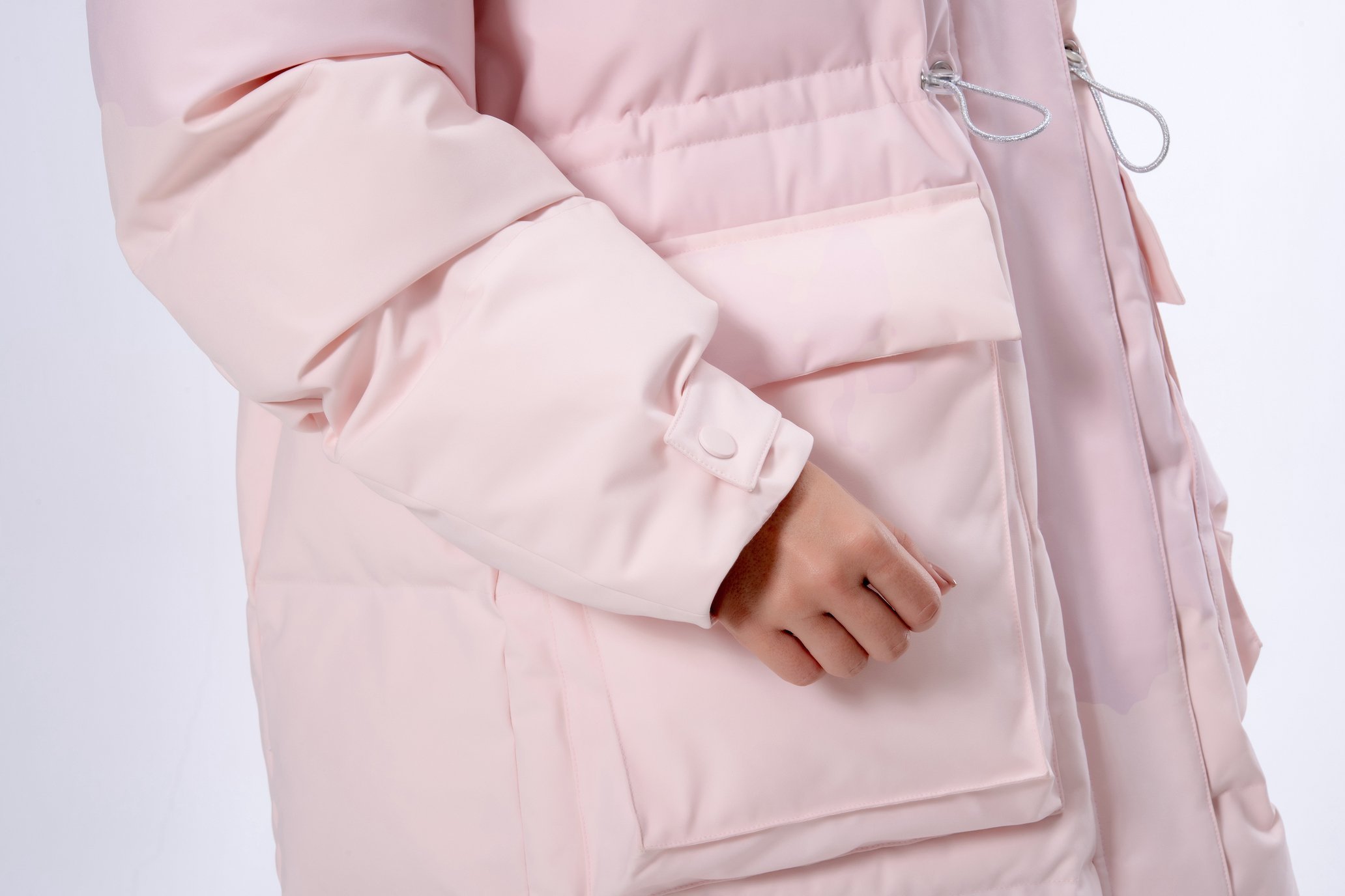 Longer Thicker Pink Hooded Women Down Jacket