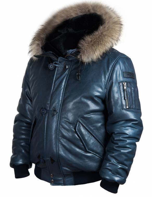 TOGO LEATHER PARKA NAVY BLUE