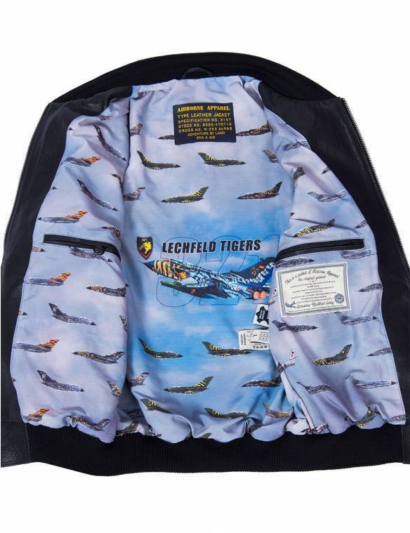 MA-1 TIGERS BOMBER LEATHER JACKET BLACK