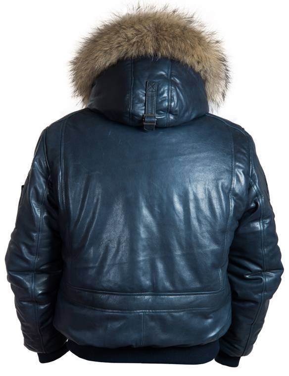 TOGO LEATHER PARKA NAVY BLUE