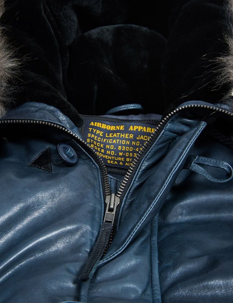 TOGO LEATHER PARKA NAVY BLUE