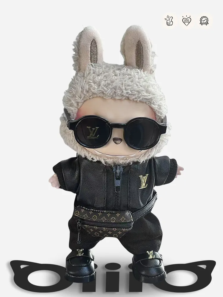 LABUBU Clothes LV Black Leather Jacket