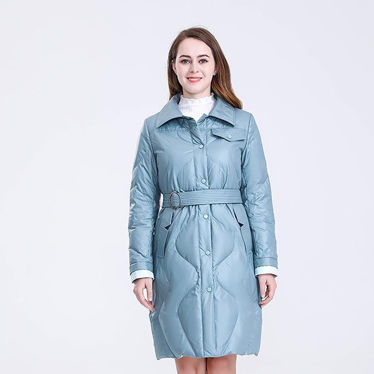 Longer Grey Green Women's Down Jacket
