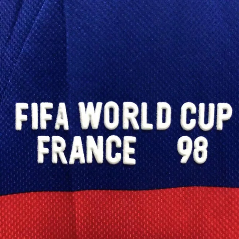 1998 France Home Long Sleeve Retro Soccer Jersey(带决赛字)