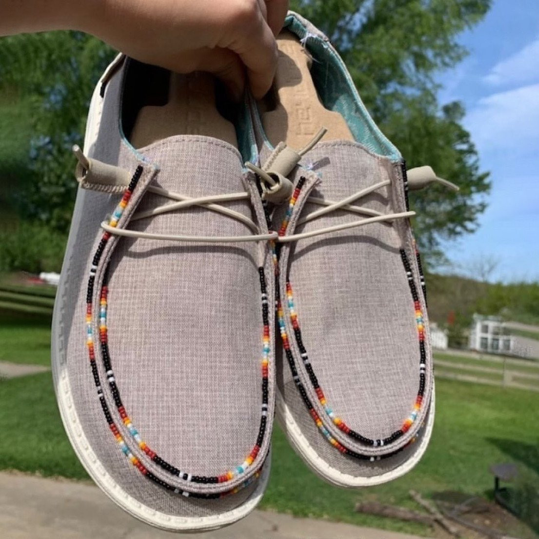 Women's Shoes Beige Beaded