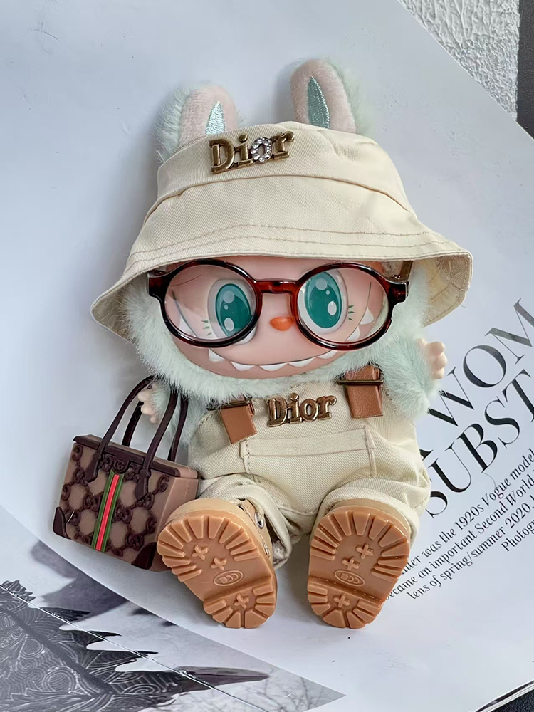 LABUBU Clothes Trendy Dior Logo Beige Set