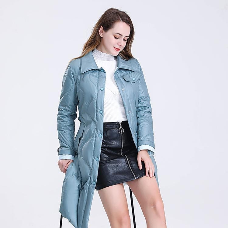 Longer Grey Green Women's Down Jacket