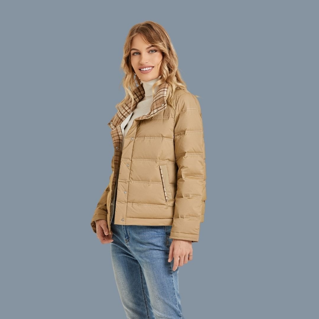 Short Khaki Dwon  Jacket for Women