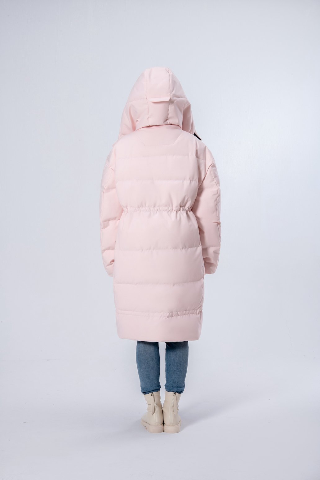 Longer Thicker Pink Hooded Women Down Jacket