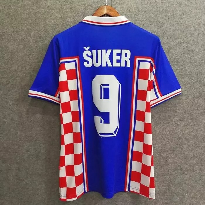 1998 Croatia Away Blue Retro Soccer Jersey