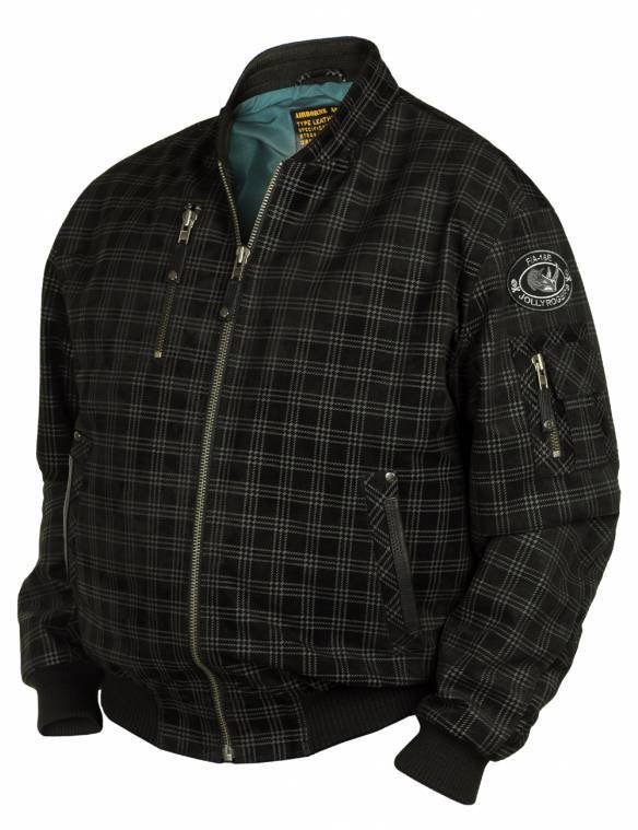 JOLLY ROGERS PRINTED SUEDE BOMBER LEATHER JACKET