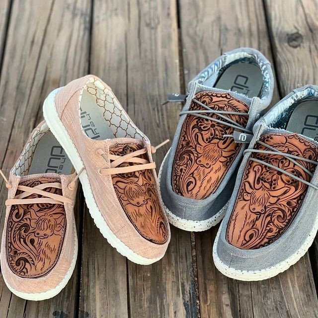Women's Shoes Custom Wendy Leather Pattern Carving