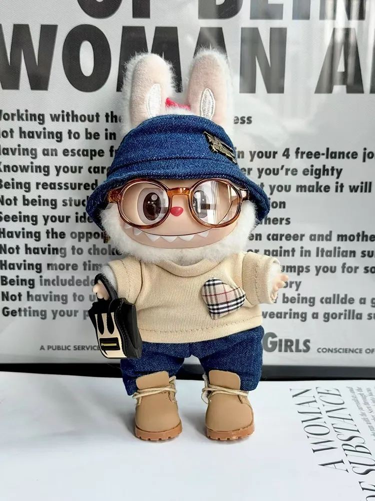 LABUBU Clothes Burberry Denim - Khaki Ensemble